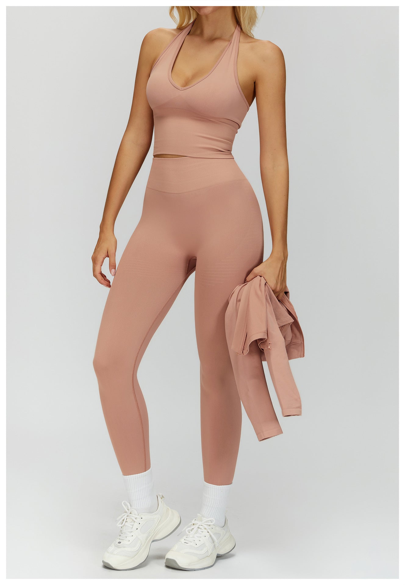 Seamless Ribbed-Waistband Yoga Leggings: High-Waisted Tummy-Control & Booty-Lifting Fitness Pants 6825
