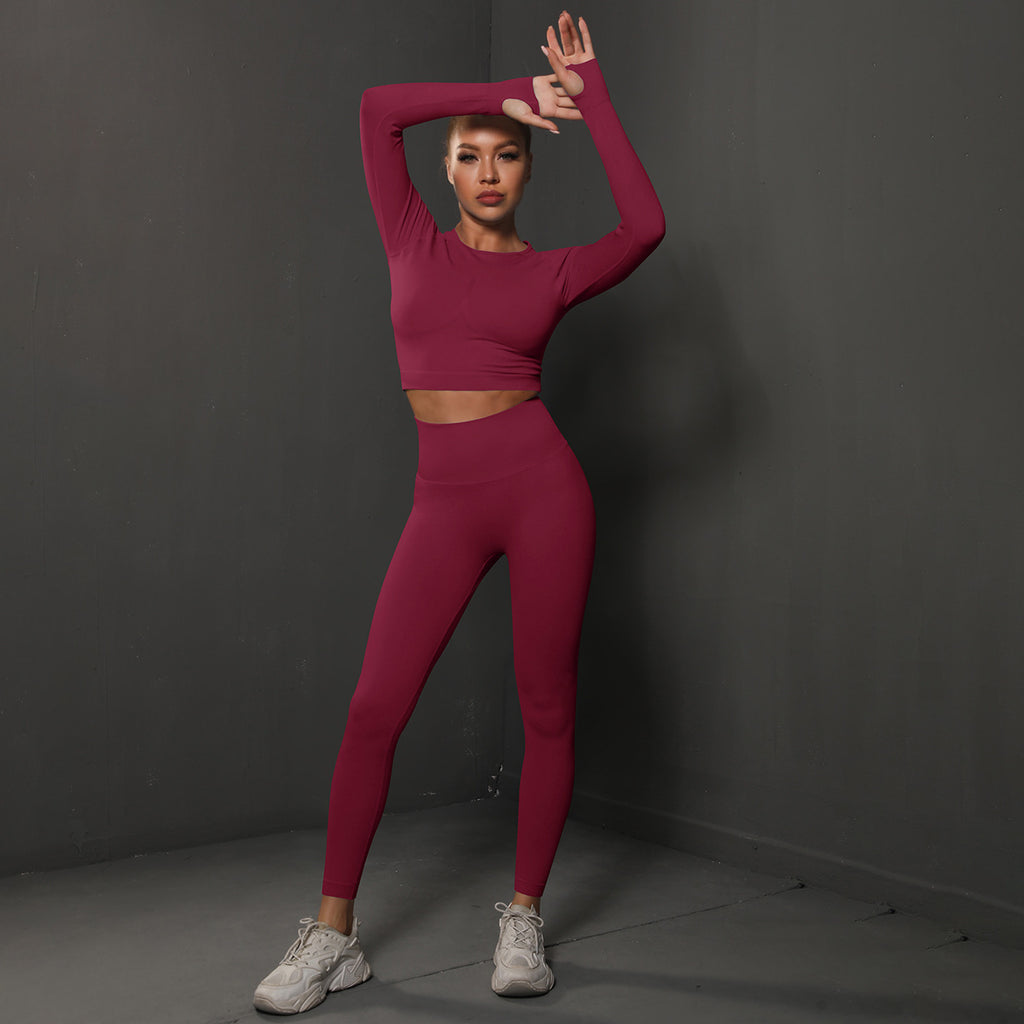 Ensemble de Yoga Sans Couture "Scrunch Butt": Legging Taille Haute Rehausseur de Fesses & Tenue de Sport Compressive 2 Pièces