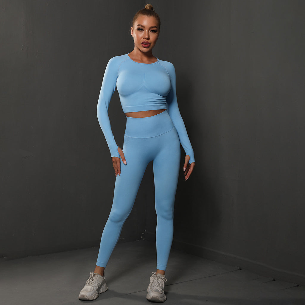 Ensemble de Yoga Sans Couture "Scrunch Butt": Legging Taille Haute Rehausseur de Fesses & Tenue de Sport Compressive 2 Pièces