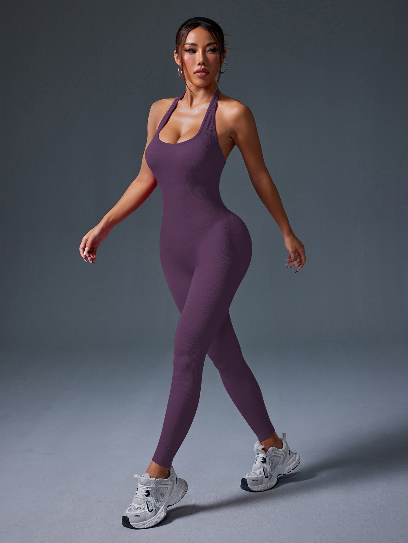 Women's Sexy Backless Butt Lifting Yoga Jumpsuit, Peach Booty Slim Fit Bodysuit, Tank Style Workout One-Piece Yoga Outfit