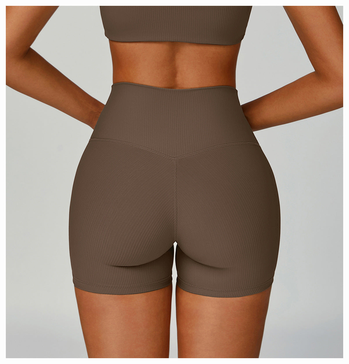 Short de Yoga Côtelé Taille Haute pour Femme, Vêtement de Fitness Gainant et Remontant les Fesses, Short de Course en Extérieur