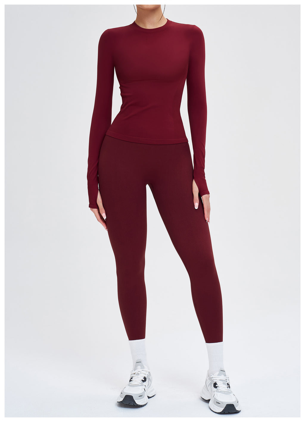 Ensemble de yoga sans coutures à col rond : Tenue de sport confortable pour la course en extérieur et le fitness 5734
