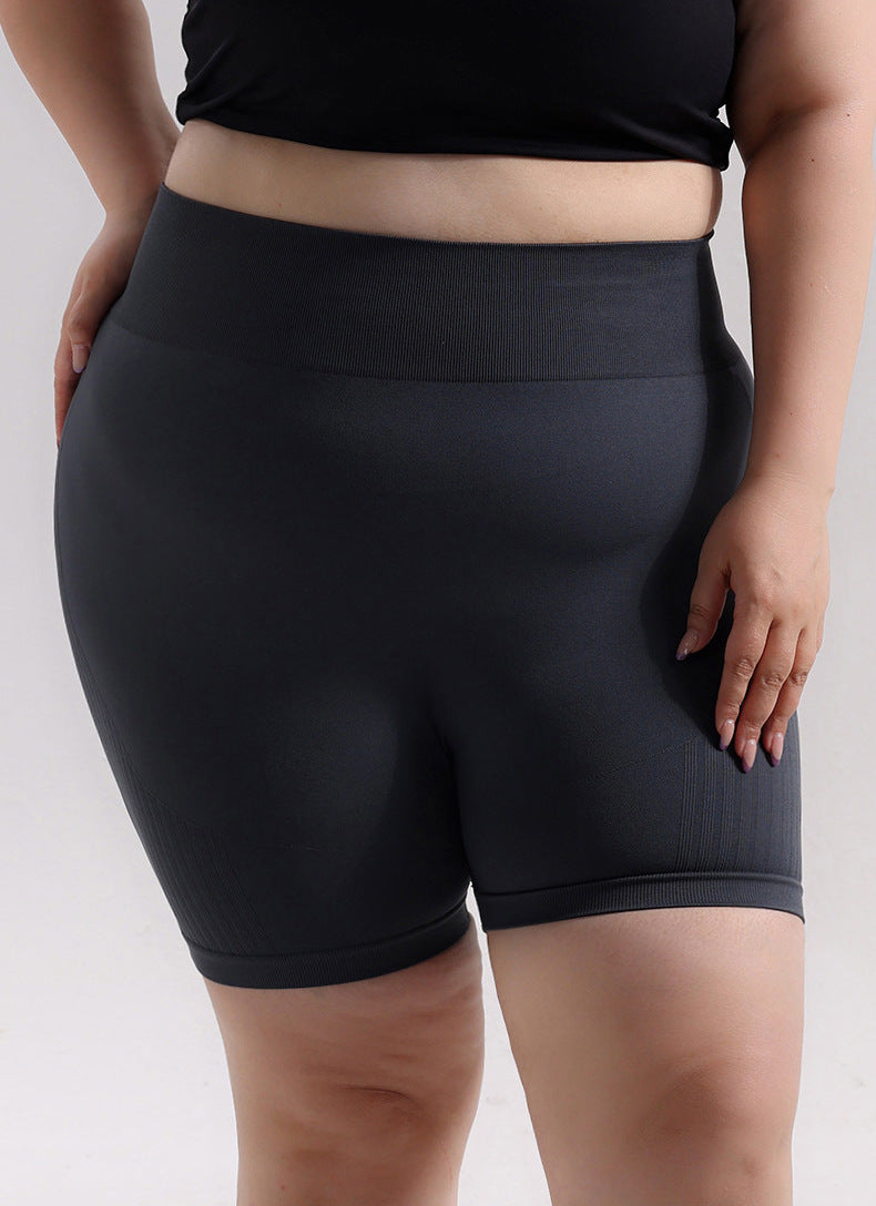 Women's Plus Size Seamless Peach Booty Shorts, Slim Fit Butt Lifting Yoga 3-Piece Shorts for Outdoor Running & Fitness