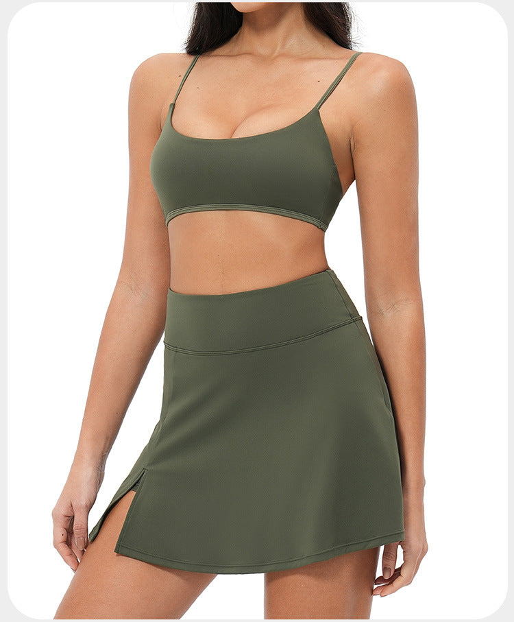 Ensemble de sport pour course en extérieur, jupe de tennis, tenue décontractée à séchage rapide, nouveau style, effet seconde peau, dos nu