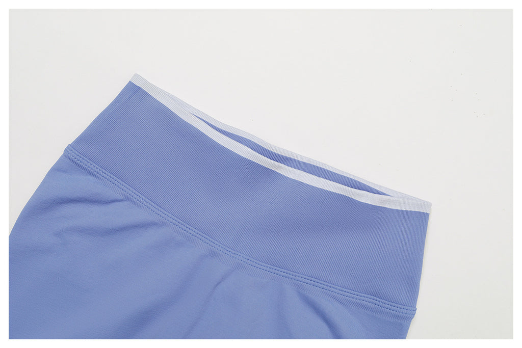Short de Yoga Sans Couture à Contraste : Legging Taille Haute et Coupe Ajustée pour la Course 5726