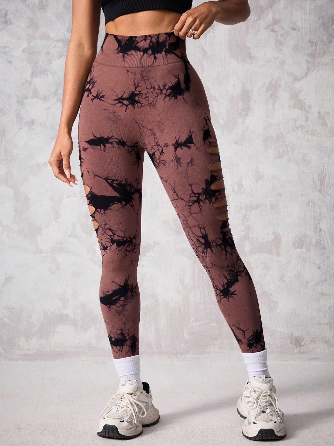Legging de yoga taille haute tie-dye pour femme, pantalon de sport gainant et liftant la taille effet fesses de pêche