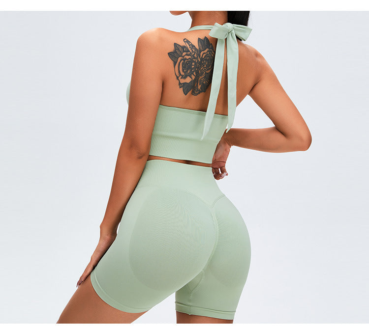 Seamless Peach-Lift Yoga Set: Slim-Fit Scrunch Butt Leggings & Running Workout Activewear