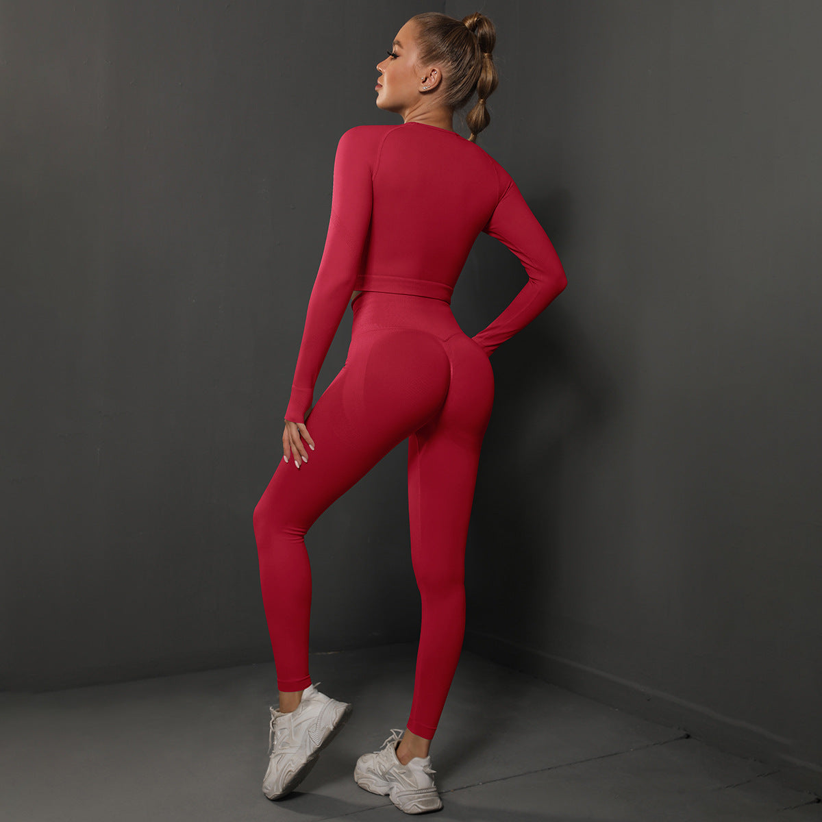 Ensemble de Yoga Sans Couture "Scrunch Butt": Legging Taille Haute Rehausseur de Fesses & Tenue de Sport Compressive 2 Pièces