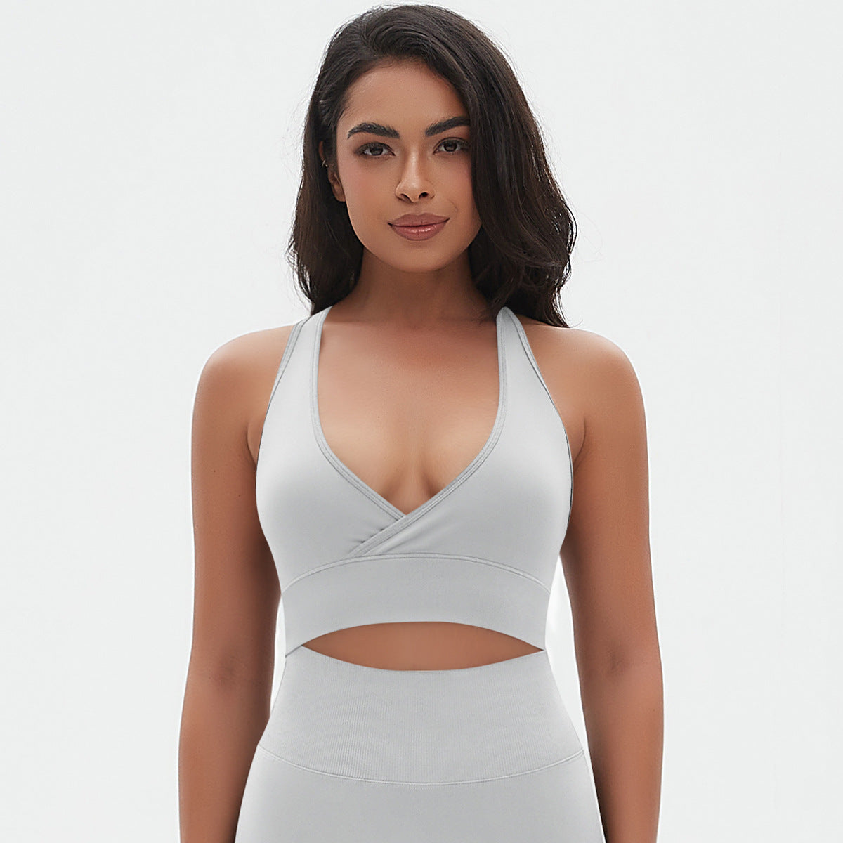 Seamless Criss-Cross Back Sports Bra: Sexy Strappy Yoga Bralette & High-Stretch Solid Color Fitness Running Top