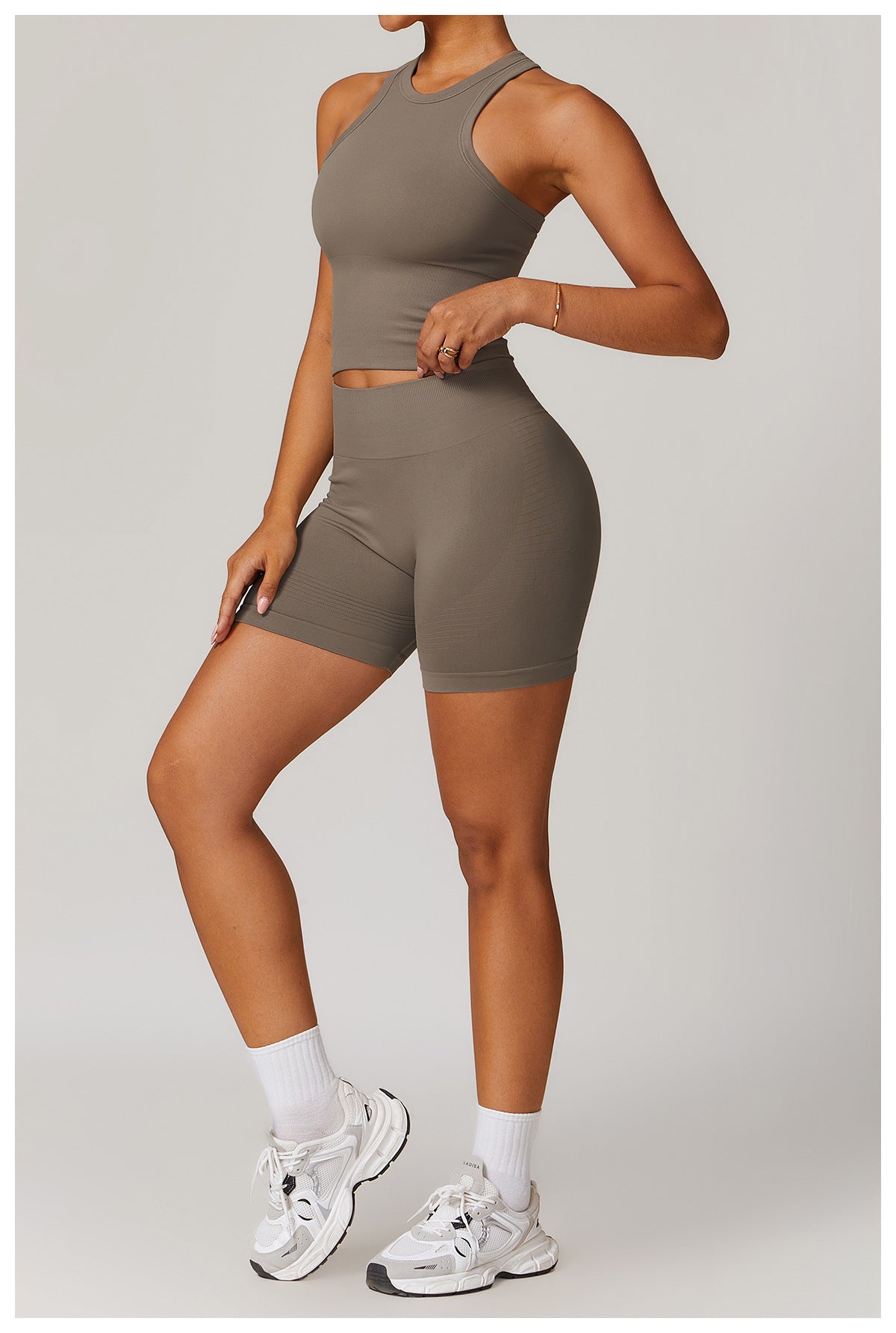 Ensemble de yoga côtelé sans couture à dos nageur : Ensemble de vêtements de sport gainant et rehausseur de fessier 5479