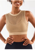 Débardeur de sport et de yoga 2 en 1 respirant en maille pour femme, brassière de sport à dos nageur à séchage rapide pour la course et le fitness