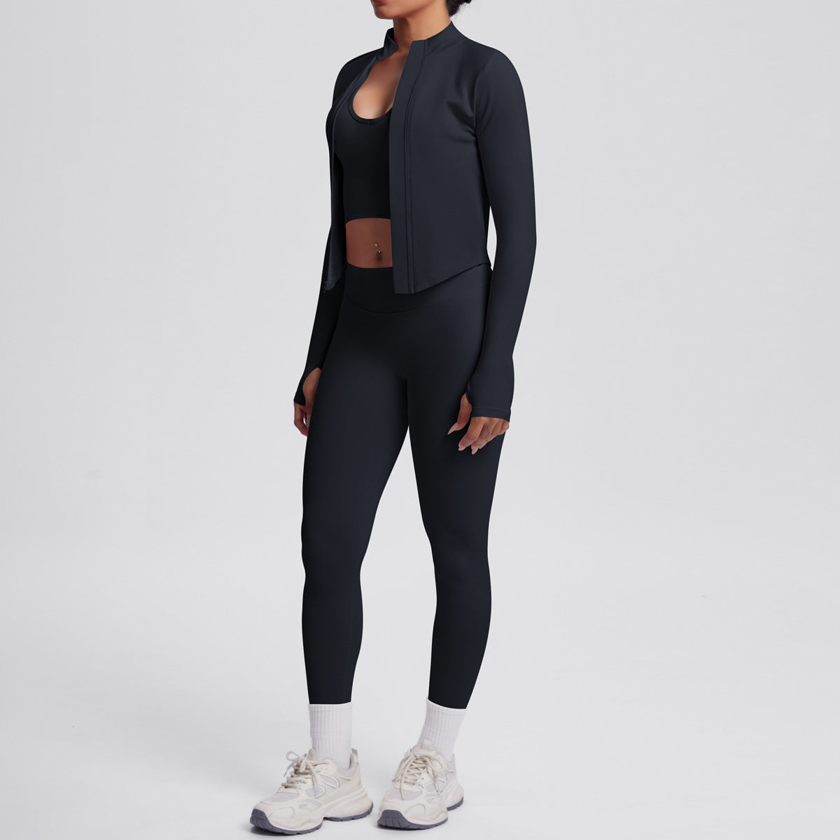 Ensemble de yoga 3 pièces sans coutures : Tenue d'entraînement respirante et très extensible - Soutien-gorge de sport, haut ajusté et leggings taille haute