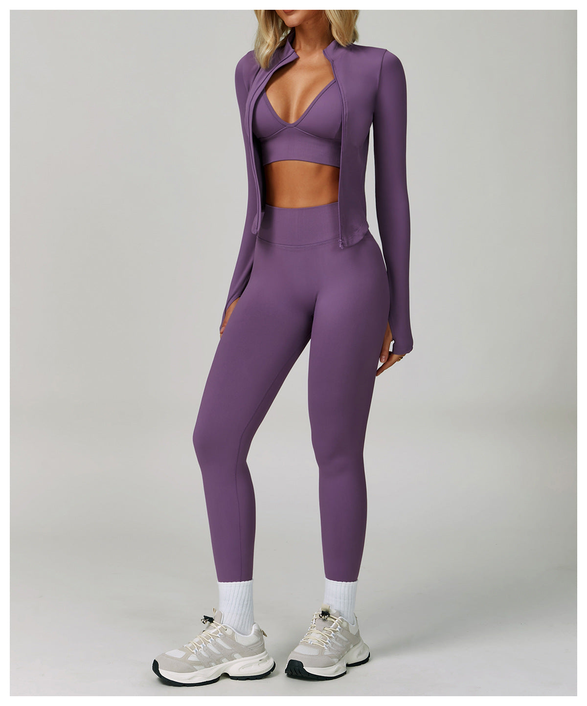 Ensemble de Yoga 3 Pièces Sans Couture : Vêtements de Sport Amincissants Taille Haute & Tenue de Fitness Séchage Rapide 5412