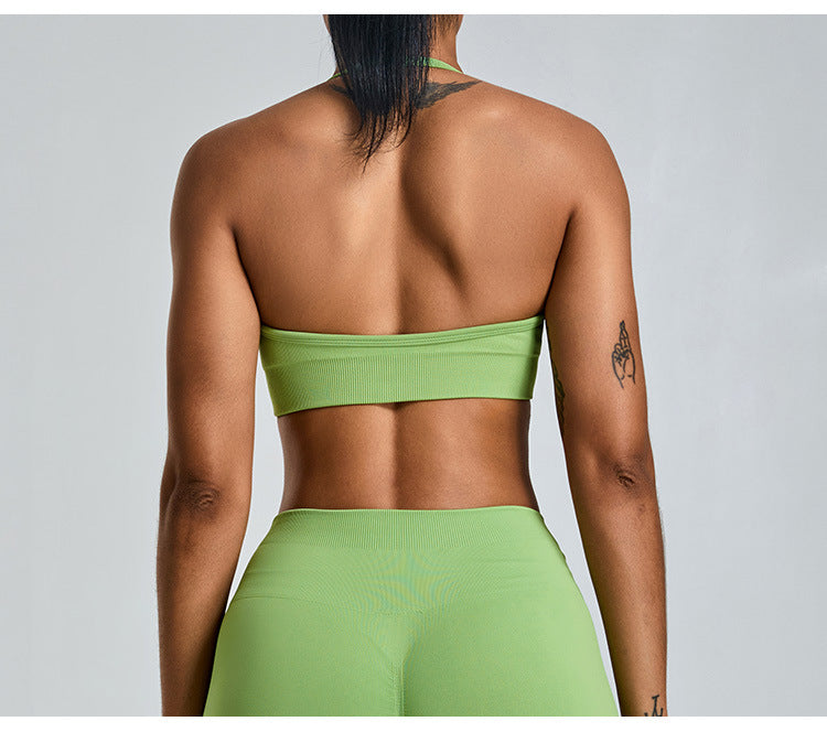 Seamless Halter-Neck Yoga Tank: Open-Back Sports Bra & Quick-Dry Outdoor Fitness Top