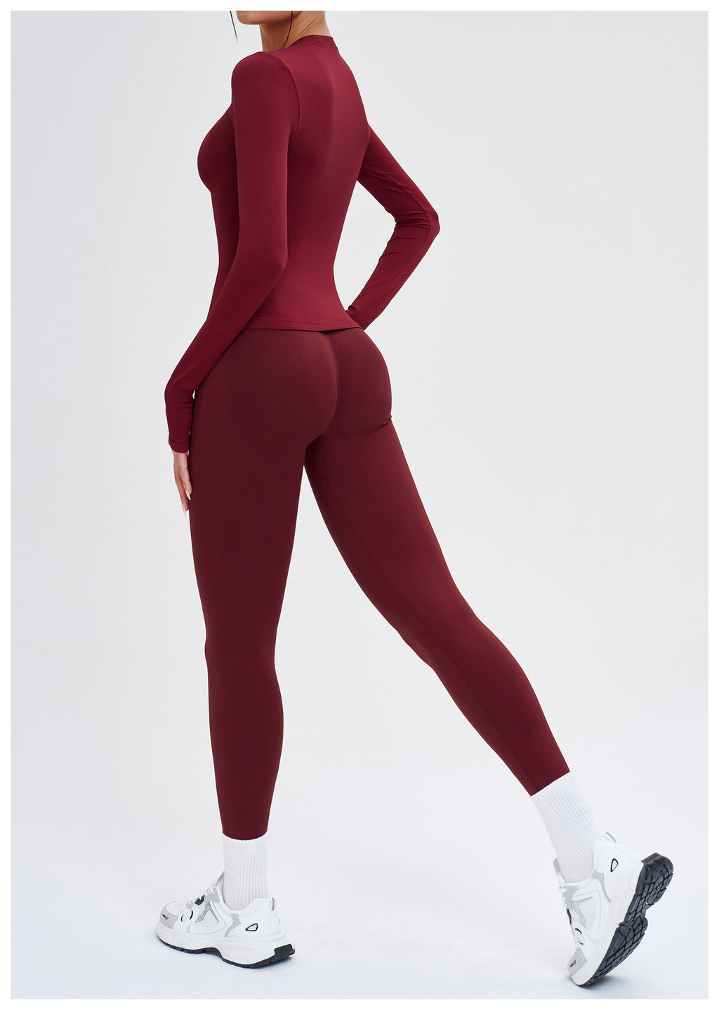 Ensemble de yoga sans coutures à col rond : Tenue de sport confortable pour la course en extérieur et le fitness 5734