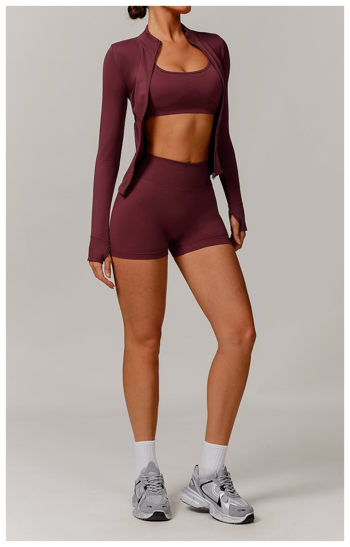 Ensemble de yoga sans coutures à dos ouvert : Vêtements de sport ajustés à séchage rapide pour la course à pied et le fitness 5284