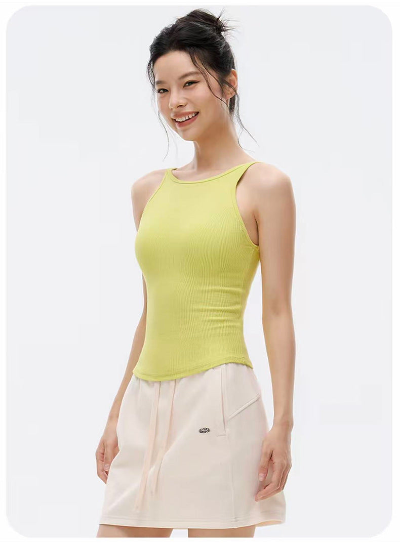 Soutien-gorge de sport push-up antichoc à bonnets fixes pour femmes, débardeur de yoga pour le printemps et l'été, gilet de course et de fitness respirant simple et élégant pour l'extérieur