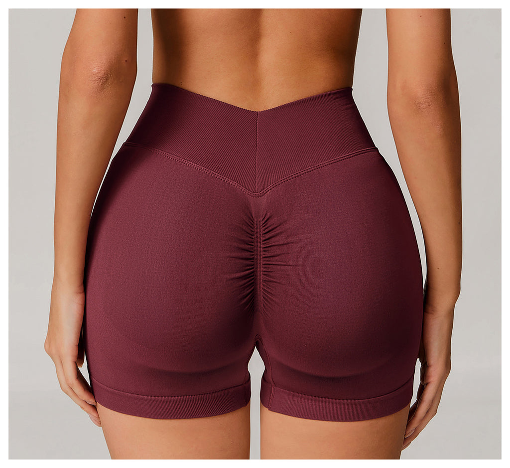 Short de Yoga Taille Haute Sans Couture : Short Cycliste de Sport Gainant et Rehausseur de Fesses 4389