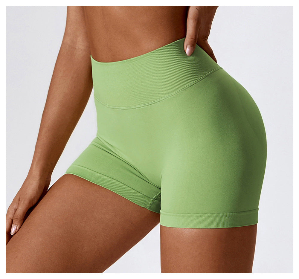 Short de Yoga Taille Haute Sans Couture : Short Cycliste de Sport Gainant et Rehausseur de Fesses 4389