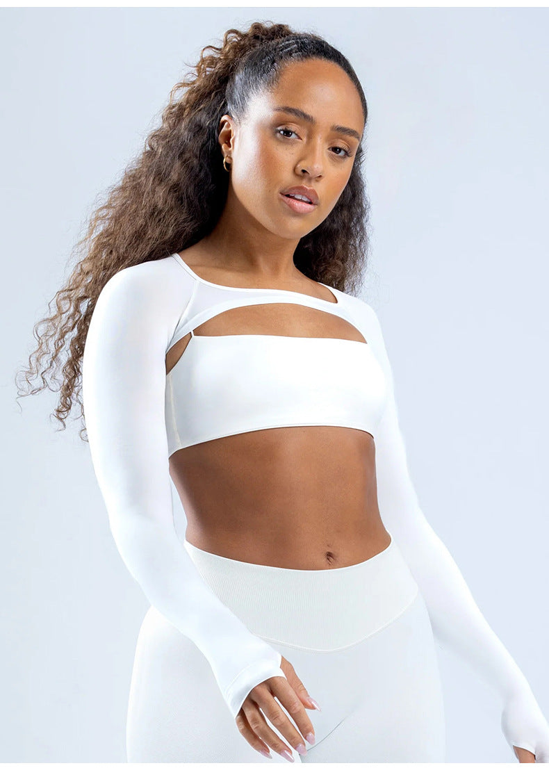 Women's Naked Feeling Thumb Hole Sports Vest Cardigan, Long Sleeve Shawl Yoga Tops, Running Fitness Blouse