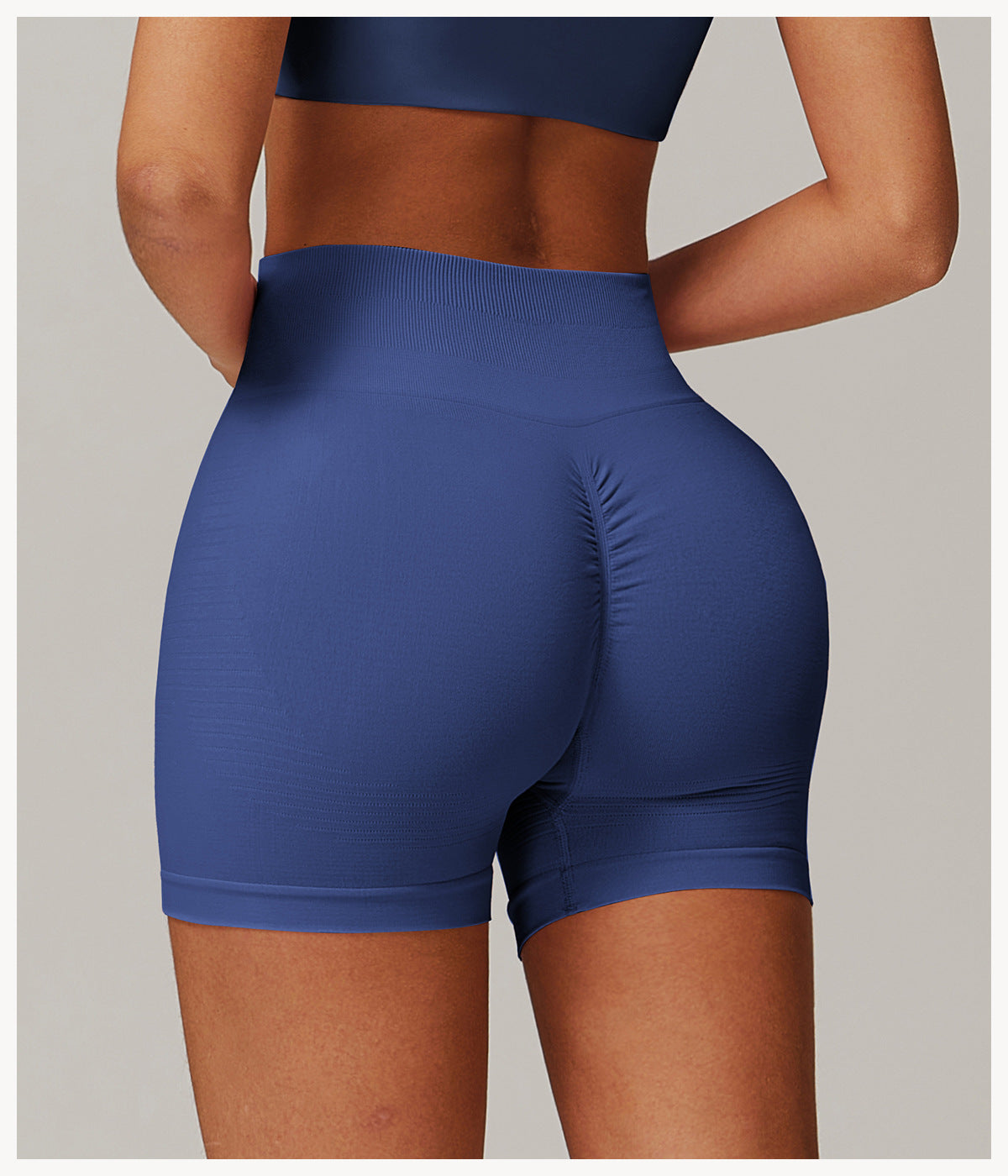 Short de yoga taille haute sans couture : Short cycliste de fitness gainant et push-up pour fesses 5475