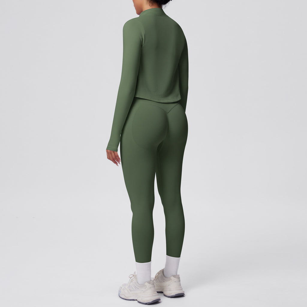 Ensemble de yoga 3 pièces sans coutures : Tenue d'entraînement respirante et très extensible - Soutien-gorge de sport, haut ajusté et leggings taille haute
