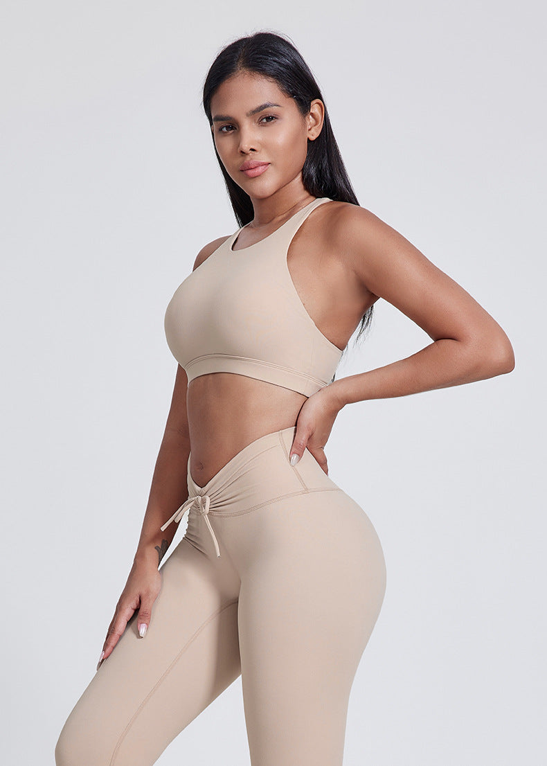 Soutien-gorge de sport sans coutures effet seconde peau : brassière de yoga dos nu et haut de sport respirant pour la course à pied