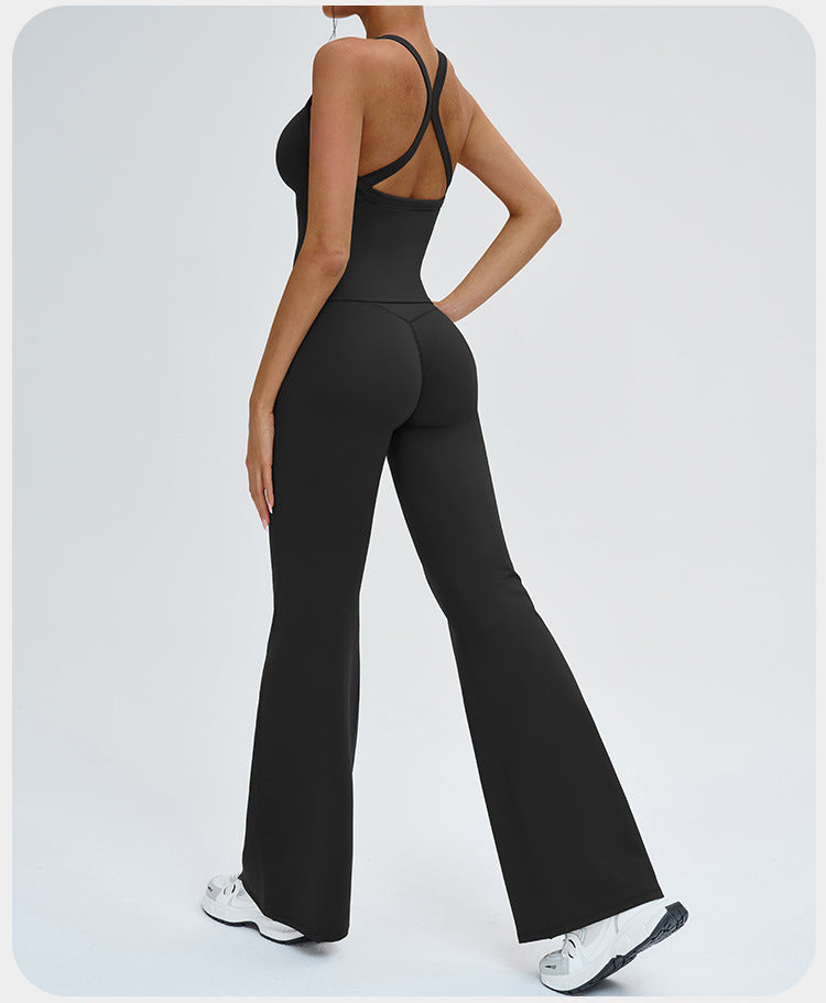 Ensemble de yoga transfrontalier, combinaison de sport antichoc à dos nageur découpé, tenue de yoga décontractée pour la course en extérieur et le fitness