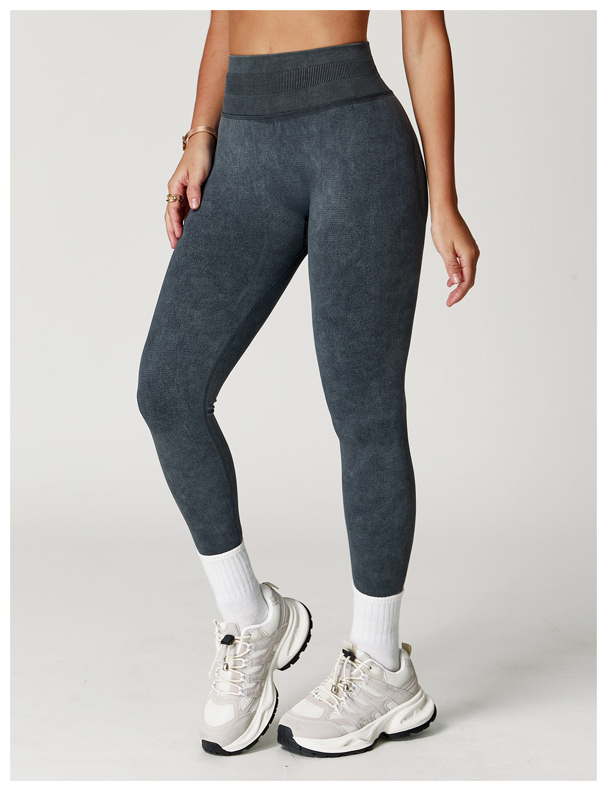 Seamless Ribbed-Waistband Yoga Leggings: High-Waisted Tummy-Control & Booty-Lifting Fitness Pants 6825