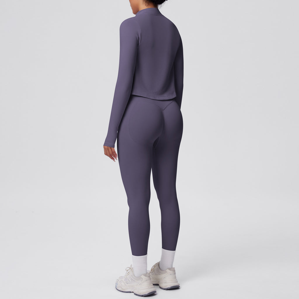 Ensemble de yoga 3 pièces sans coutures : Tenue d'entraînement respirante et très extensible - Soutien-gorge de sport, haut ajusté et leggings taille haute