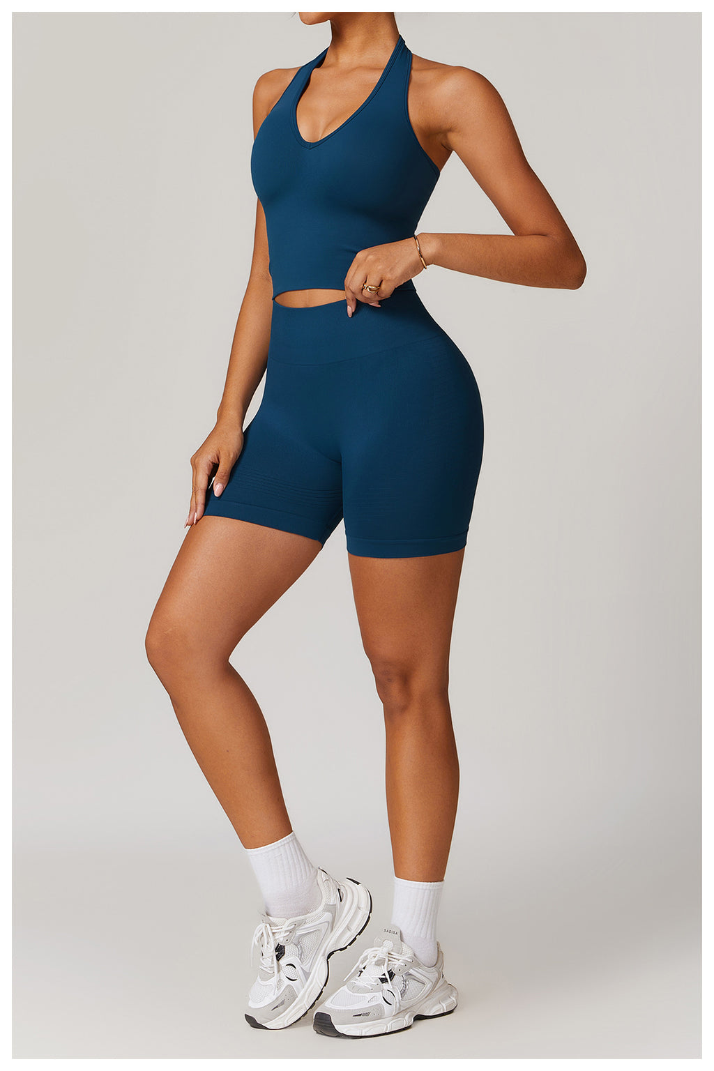 Ensemble de yoga côtelé sans couture à dos nageur : Ensemble de vêtements de sport gainant et rehausseur de fessier 5479