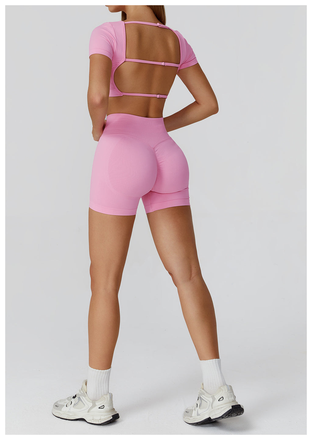Ensemble de yoga sans couture : Tenue de sport taille haute dos nu pour la course et le fitness 2184