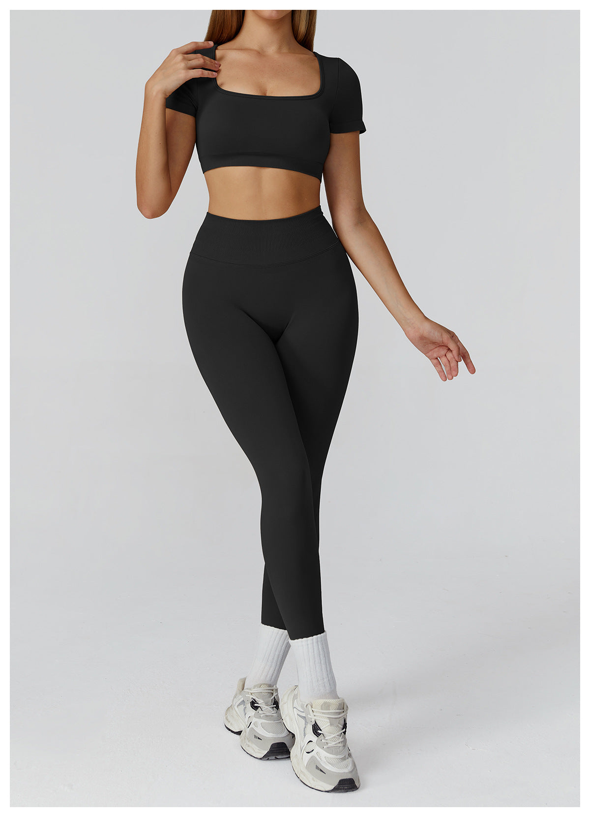 Ensemble de yoga sans couture : Tenue de sport taille haute dos nu pour la course et le fitness 2184