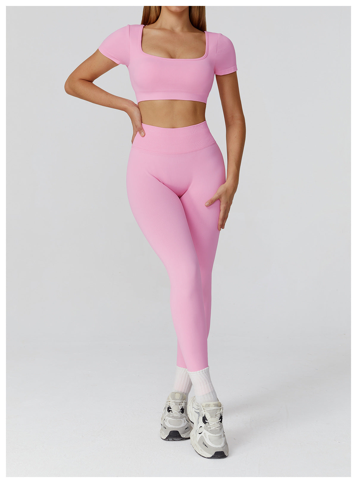 Ensemble de yoga sans couture : Tenue de sport taille haute dos nu pour la course et le fitness 2184