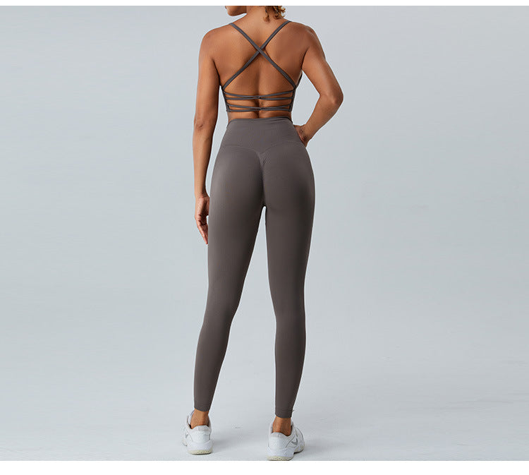 Seamless Skinny-Strap Yoga Cami: Criss-Cross Back Sports Bra & Padded Fitness Tank Top