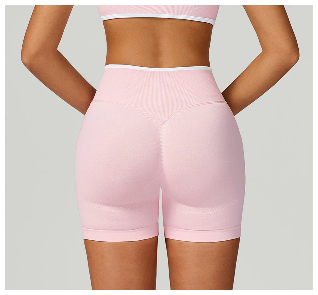 Short de Yoga Sans Couture à Contraste : Legging Taille Haute et Coupe Ajustée pour la Course 5726