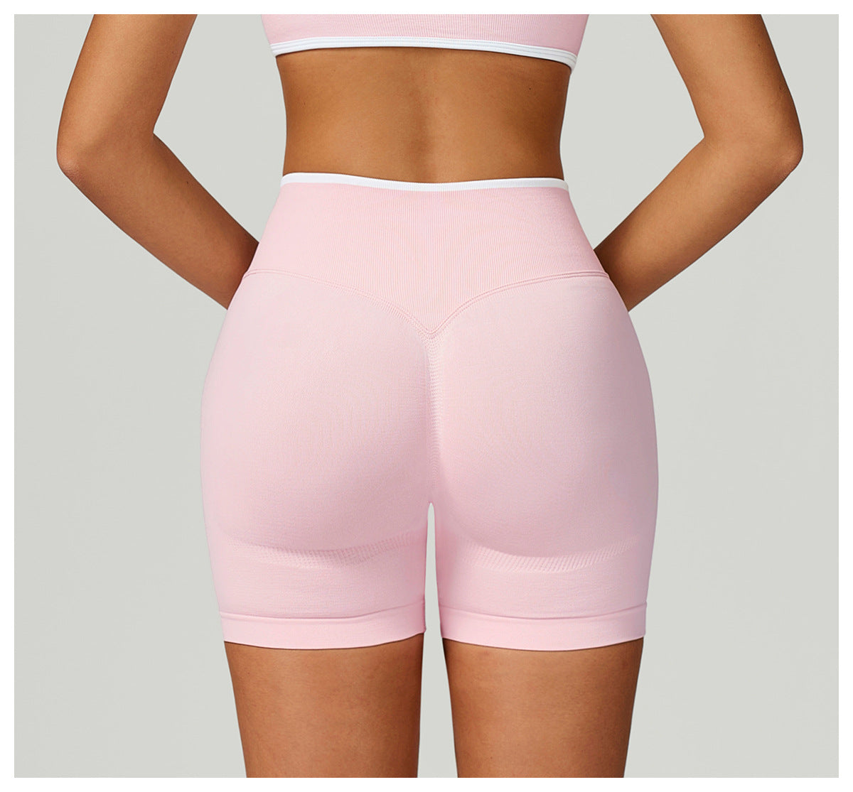 Short de Yoga Sans Couture à Contraste : Legging Taille Haute et Coupe Ajustée pour la Course 5726