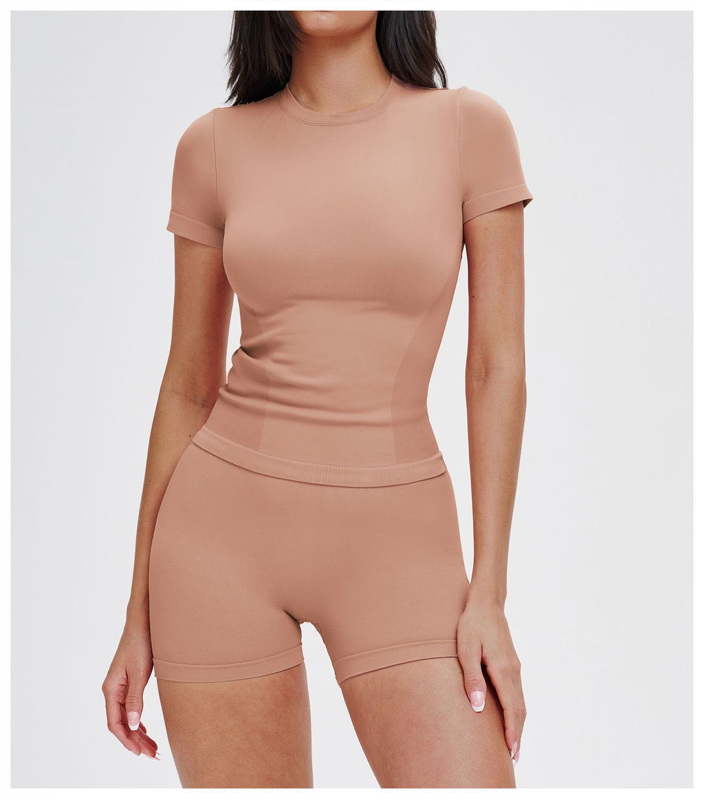 Seamless High-Waisted Yoga Shorts: Booty-Lifting Quick-Dry Activewear for Running & Fitness 9687