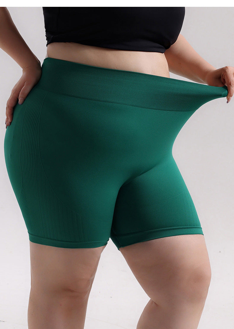 Women's Plus Size Seamless Peach Booty Shorts, Slim Fit Butt Lifting Yoga 3-Piece Shorts for Outdoor Running & Fitness
