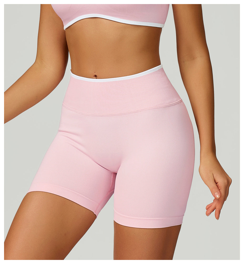 Short de Yoga Sans Couture à Contraste : Legging Taille Haute et Coupe Ajustée pour la Course 5726