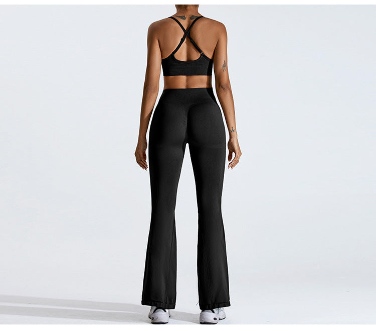 Seamless Criss-Cross Back Sports Bra: High-Elasticity Yoga Tank Top & Running Workout Bralette