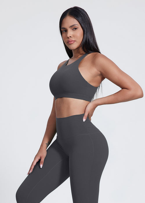 Soutien-gorge de sport sans coutures effet seconde peau : brassière de yoga dos nu et haut de sport respirant pour la course à pied