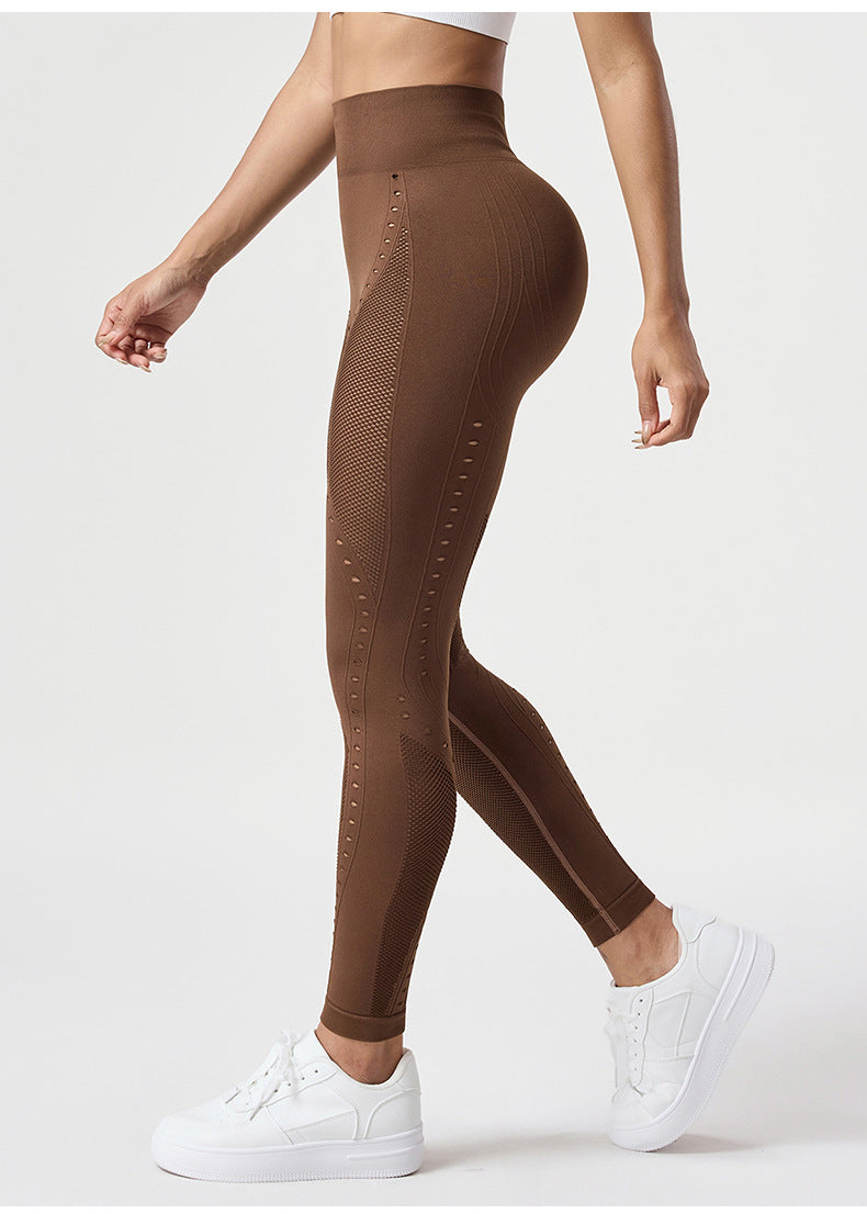 Legging de Yoga Sans Couture Taille Haute pour Femme, Pantalon de Sport Anti-dérapant Découpé Respirant en Maille, Legging de Sport Gainant et Rehausseur de Fessier