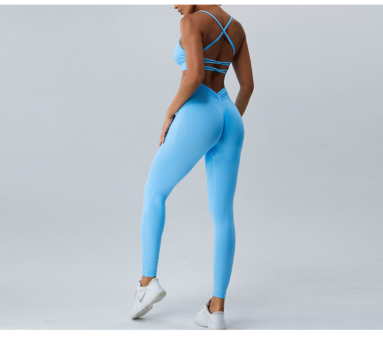 Seamless Skinny-Strap Yoga Cami: Criss-Cross Back Sports Bra & Padded Fitness Tank Top