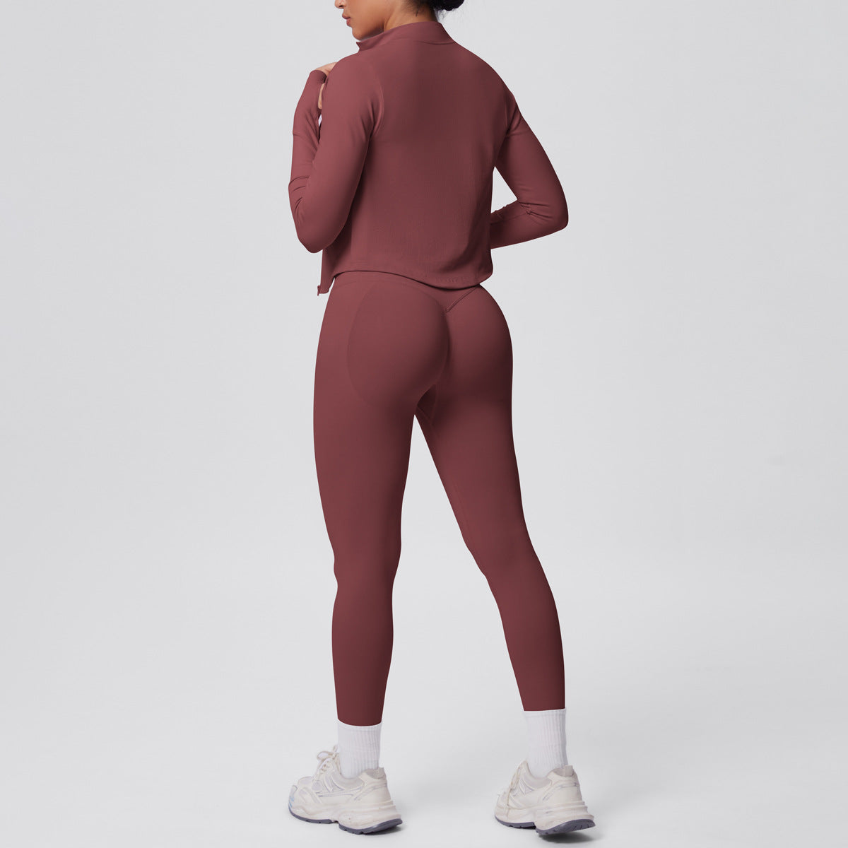 Ensemble de yoga 3 pièces sans coutures : Tenue d'entraînement respirante et très extensible - Soutien-gorge de sport, haut ajusté et leggings taille haute