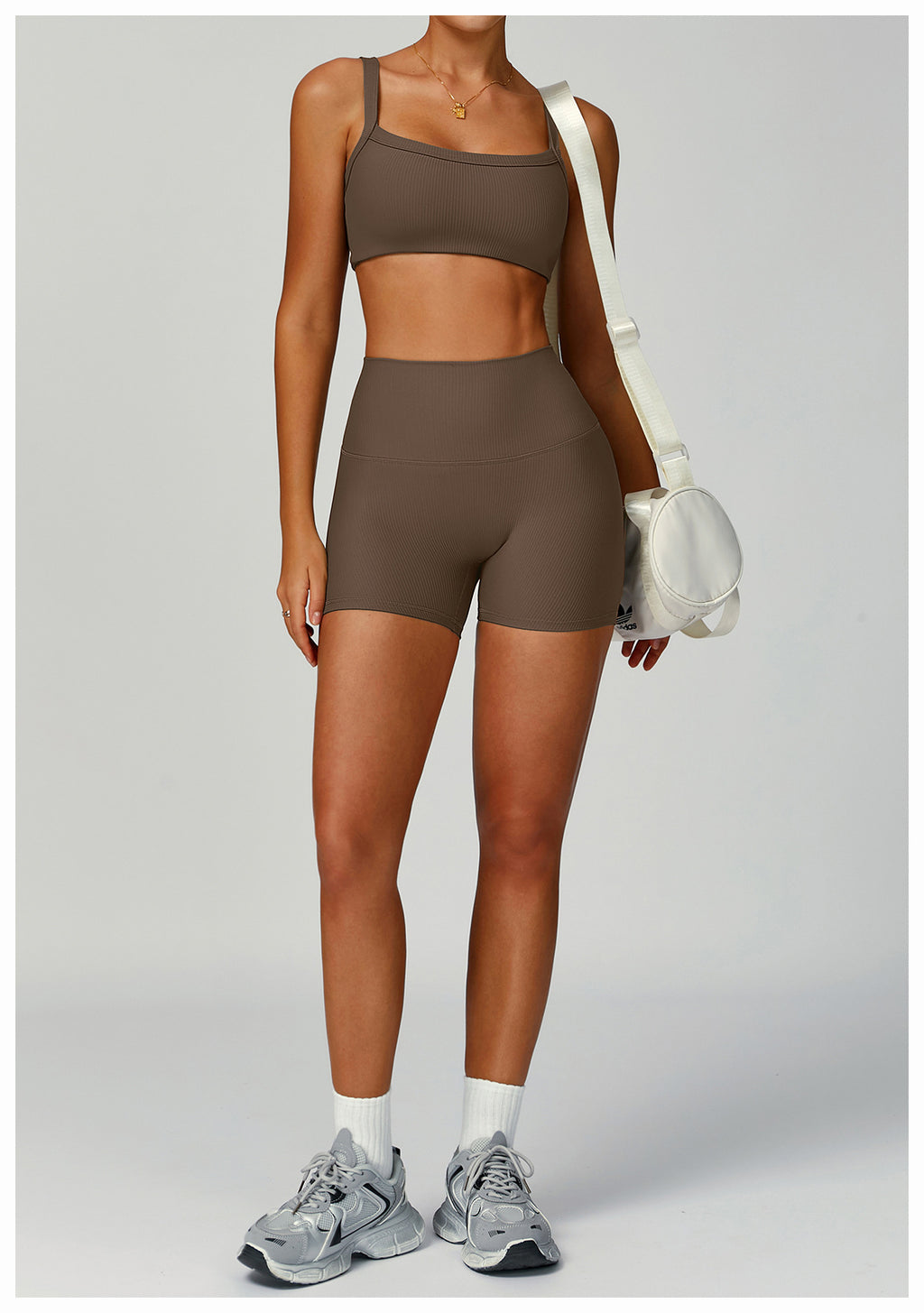 Women's Ribbed High Waist Yoga Shorts, Butt Lifting High Impact Fitness Wear, Outdoor Running Shorts
