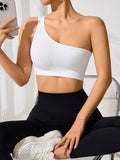 Débardeur de sport sexy pour femme, coupe ajustée, épaules dénudées, une bretelle, pour le yoga, la course à pied, le fitness, printemps et été