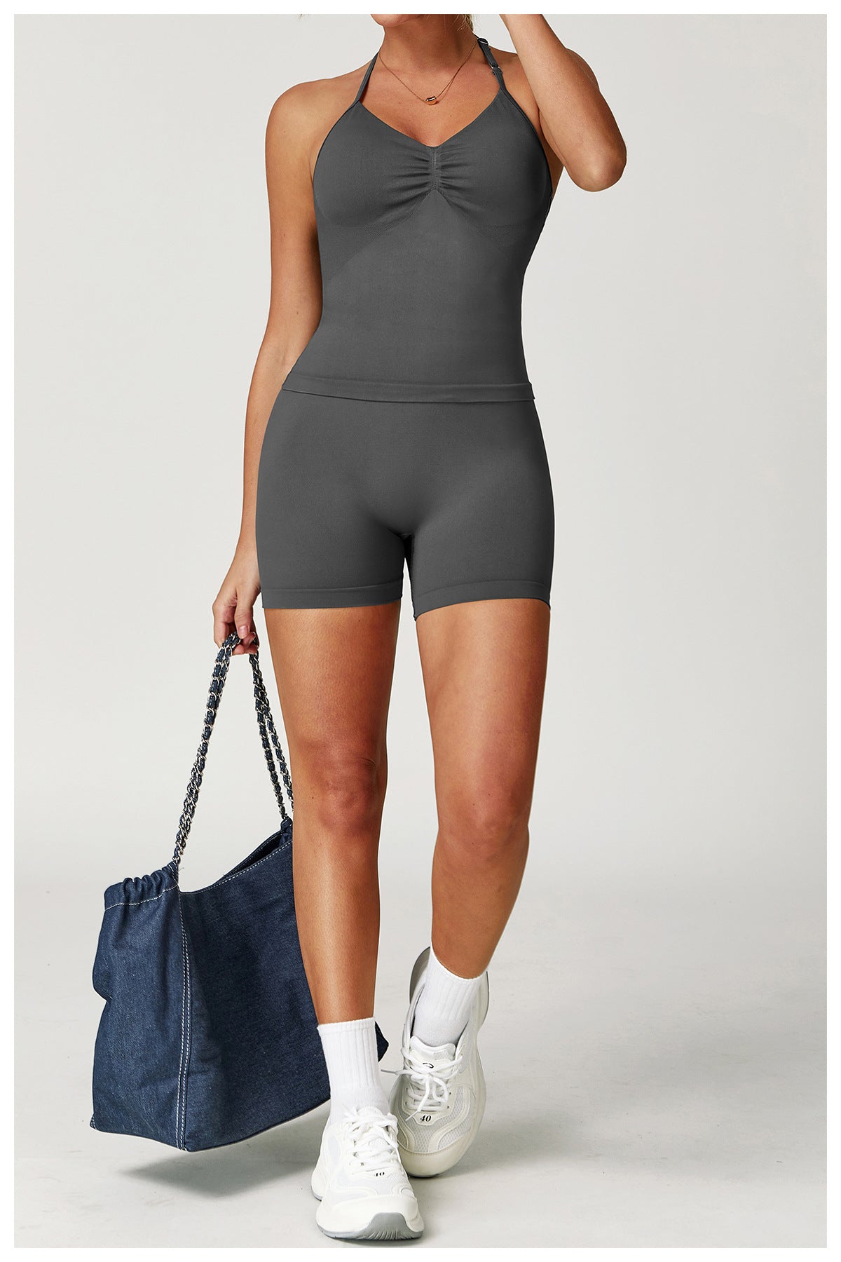 Seamless High-Waisted Yoga Shorts: Booty-Lifting Quick-Dry Activewear for Summer Fitness 5563