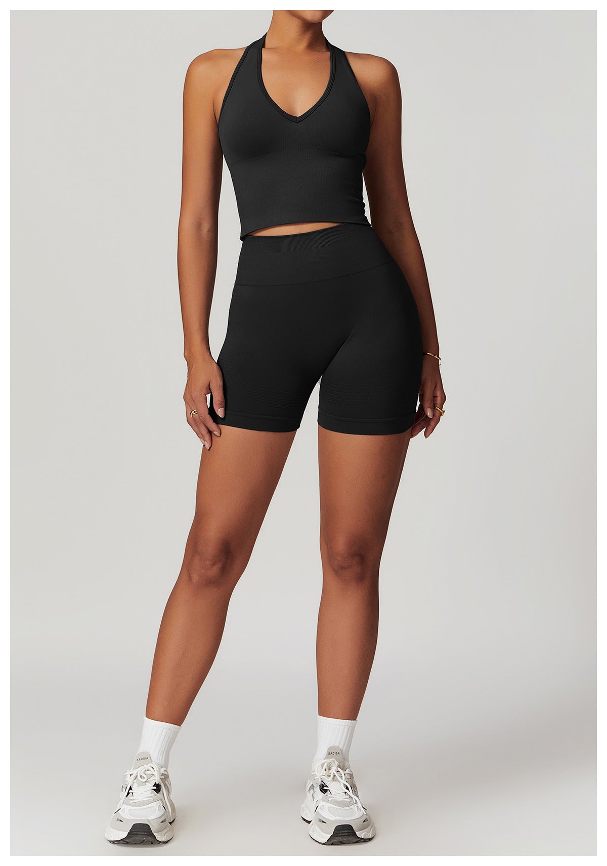 Ensemble de yoga côtelé sans couture à dos nageur : Ensemble de vêtements de sport gainant et rehausseur de fessier 5479