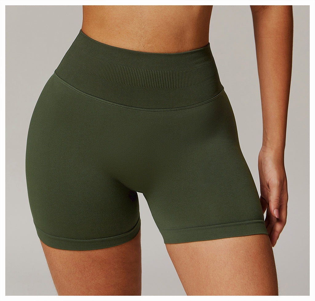 Seamless High-Waisted Yoga Shorts: Booty-Lifting Quick-Dry Activewear for Running & Fitness 9687